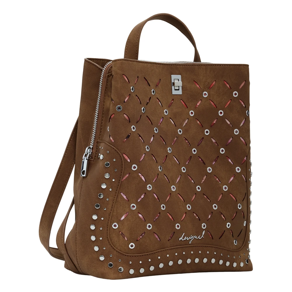 Desigual Women's Brown Yankee Metal Patch Sumy Mini Backpack