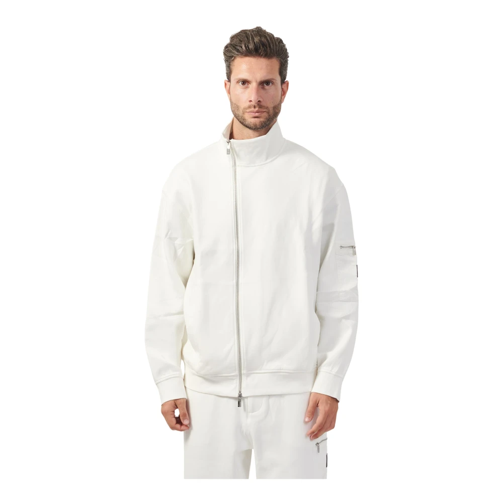 Armani Exchange Witte Zip Sweater Scuba Stijl White Heren
