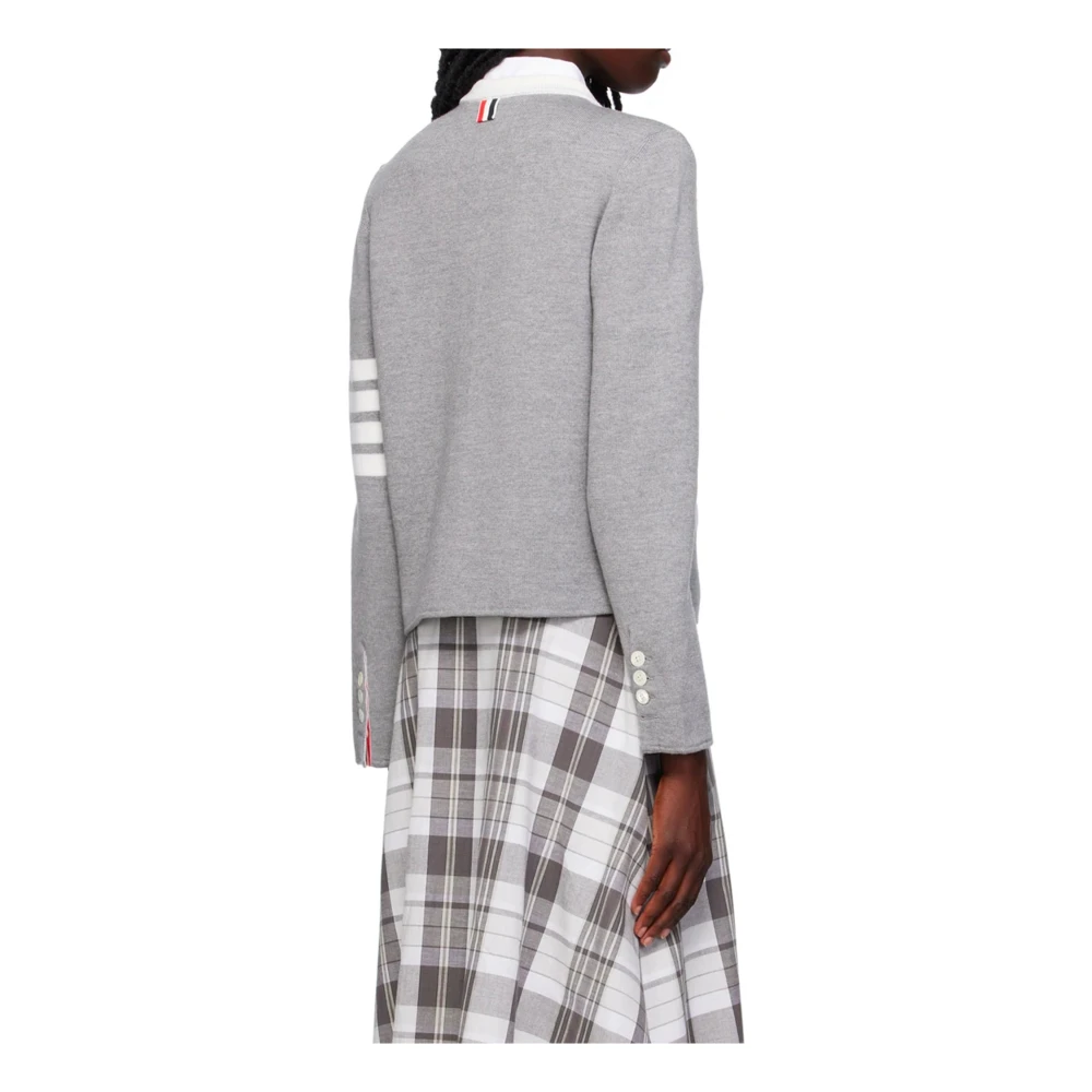 Thom Browne Wollen Vest met 4 Strepen Gray Dames