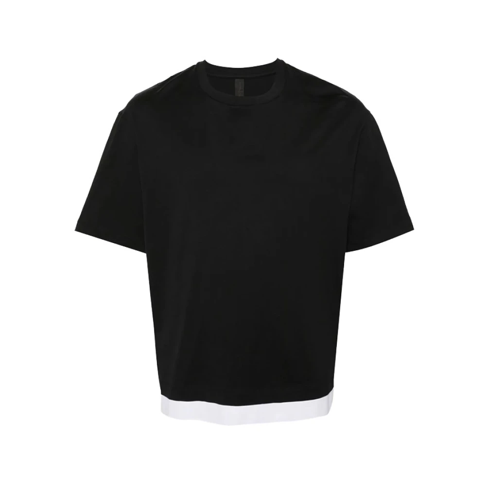 Neil Barrett Zwarte Katoenen T-shirt met Witte Streep Black Heren