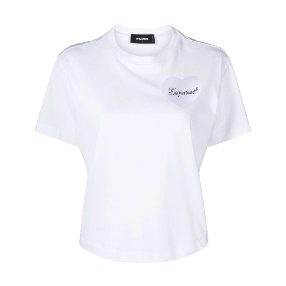 Dsquared2 T-shirts en Polos met hartmotief White Dames