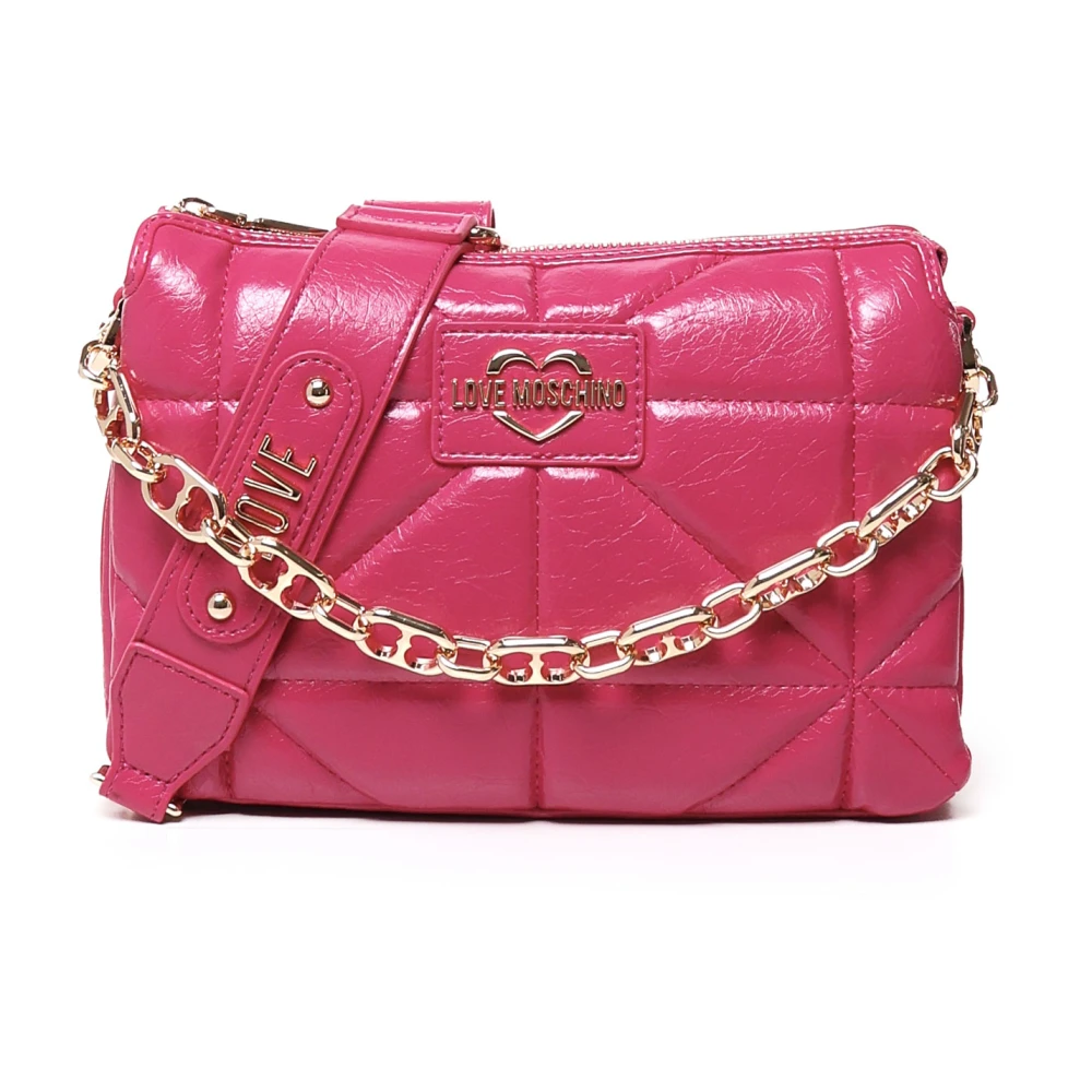 Love Moschino Magenta Geometrisch Gewatteerde Schoudertas Pink Dames