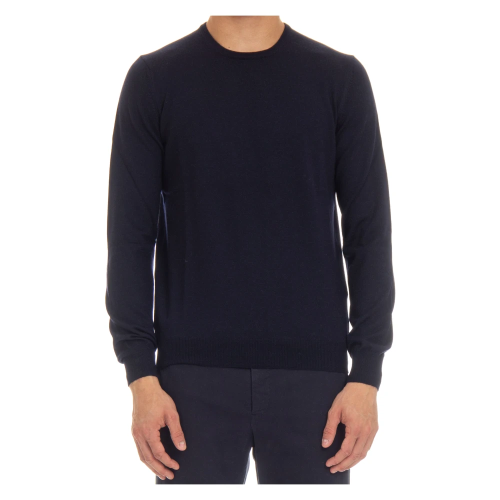 Barba Men's Blue Round-Neck Knitwear, 3XL, Crewneck Wool Jumper