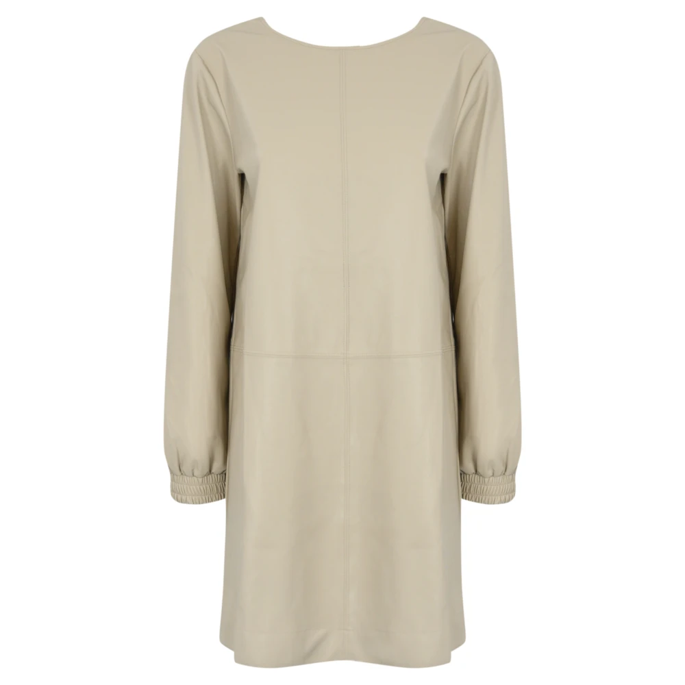 Max Mara Korte Jersey Jurk Lange Mouwen Beige Dames