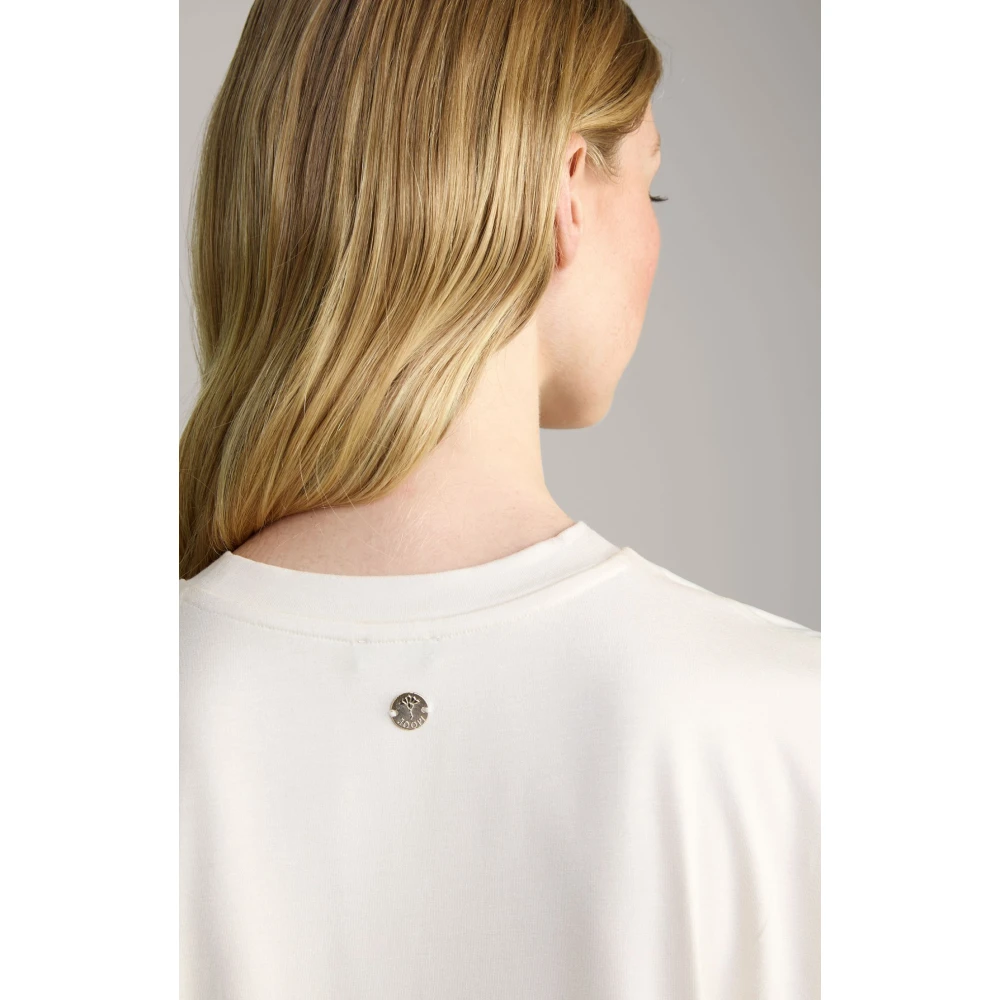 Joop! Krokodil Detail Satijn Jersey Top Beige Dames