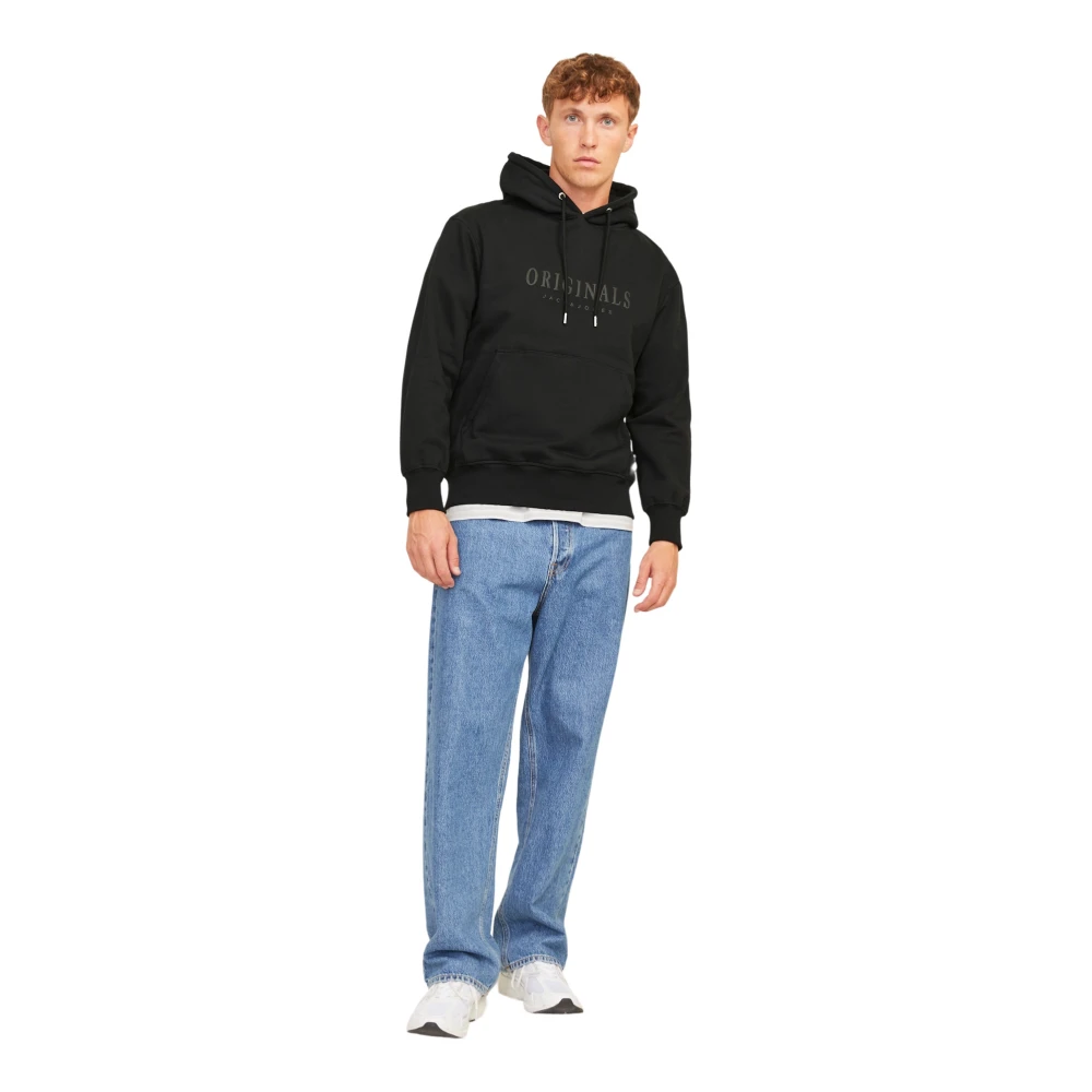 jack & jones Frederiksberg Hoodie met 3D Label Print Black Heren