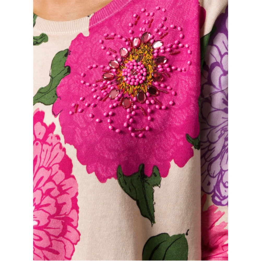 Twinset Bloemen gebreide trui met 3 4 mouwen Multicolor Dames