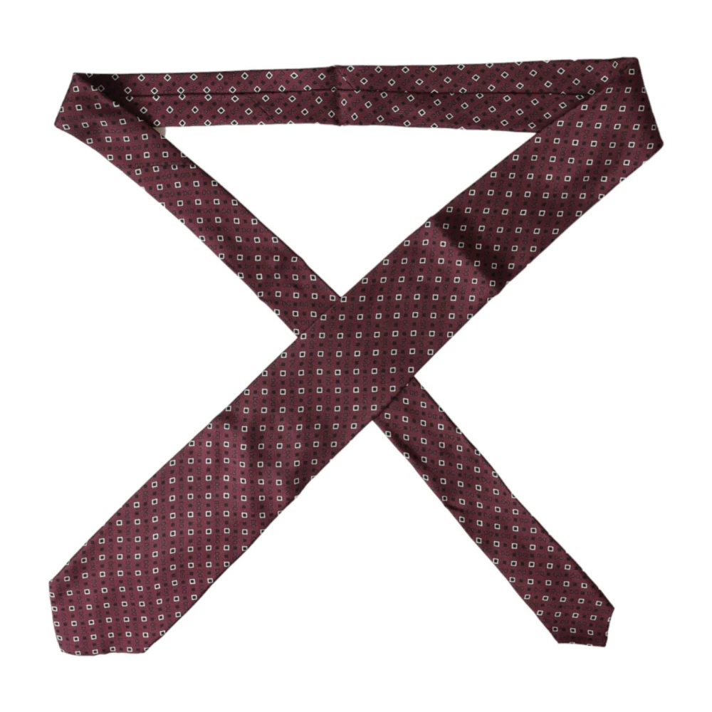 Dolce & Gabbana Maroon Zijden Logo Stropdas Authentiek Italiaans Brown Heren