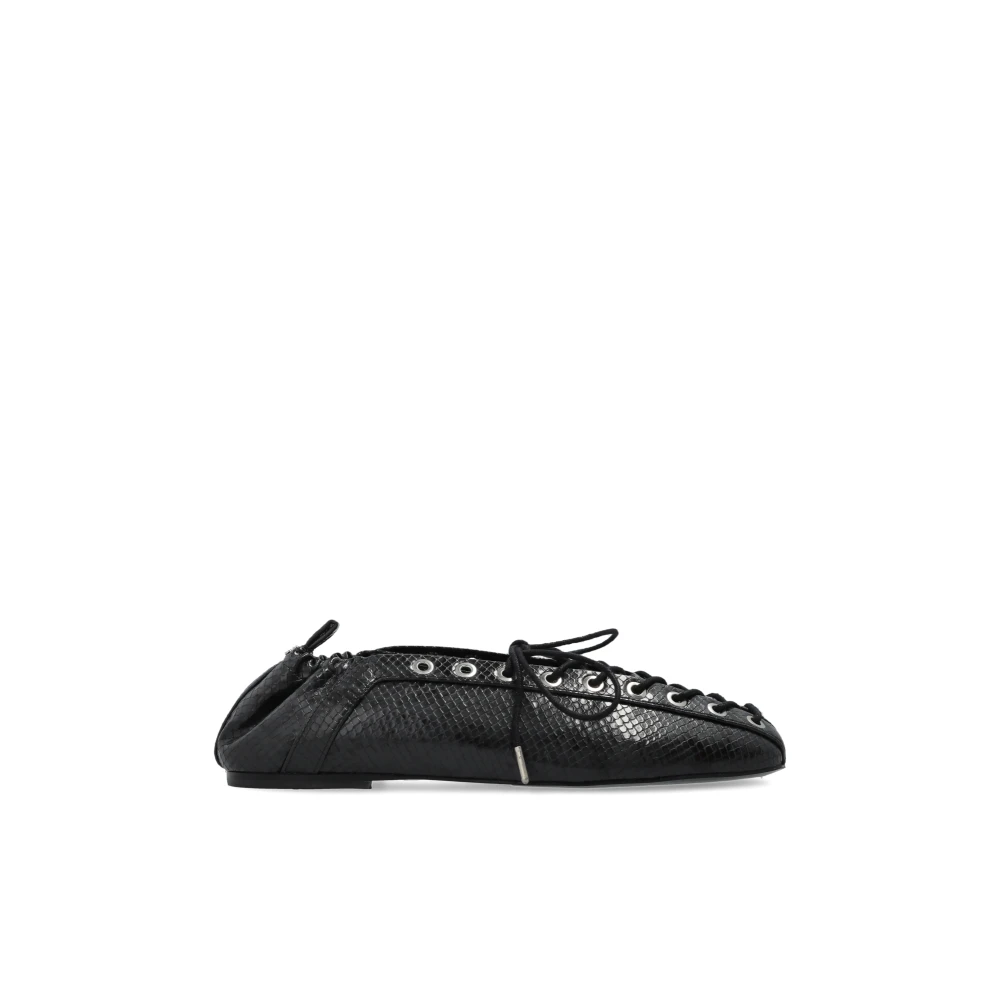Ganni Women's Black Lace-Up Ballerinas