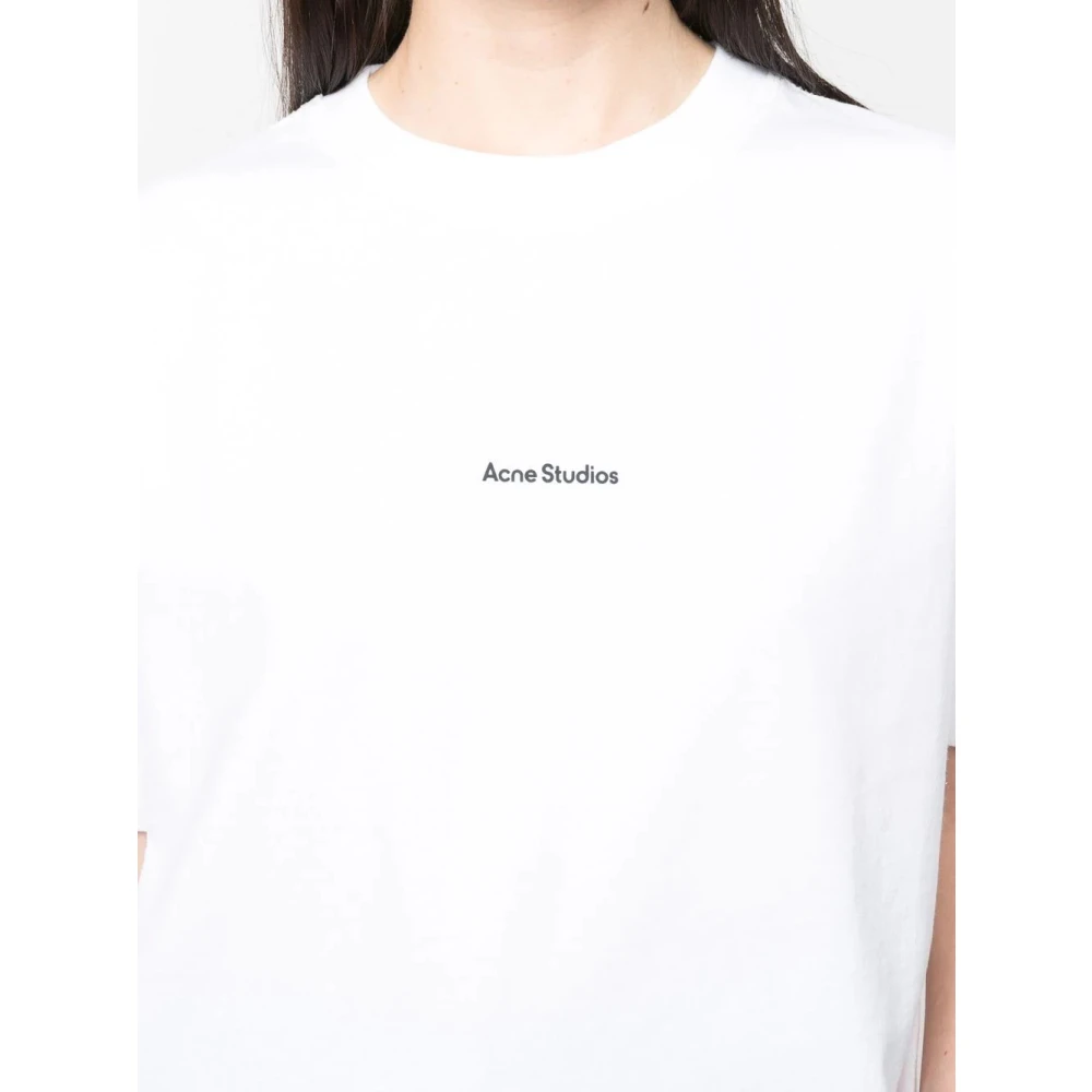 Acne Studios T-shirt met omgekeerd logo print White Dames
