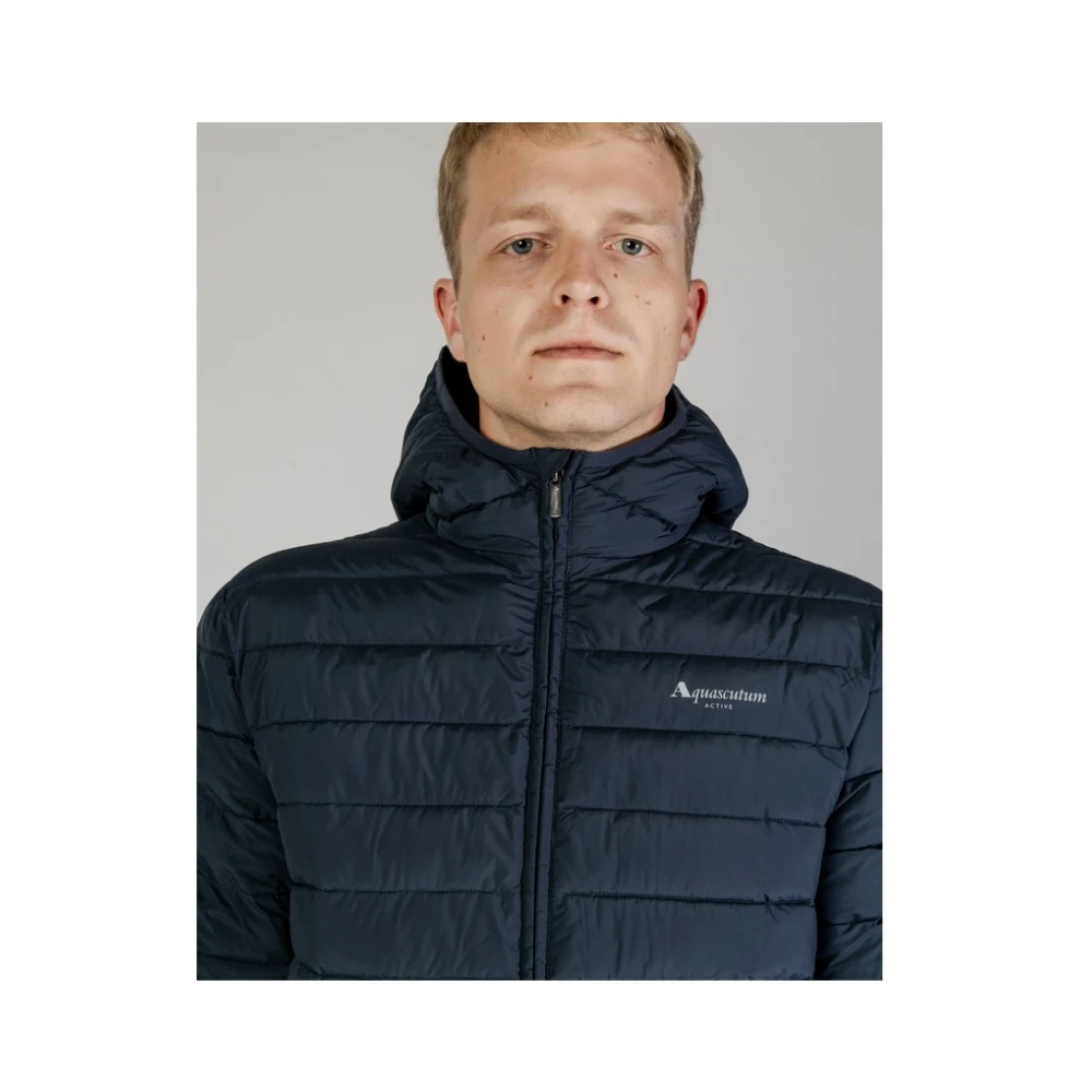 Aquascutum Stijlvolle Bomberjack met Capuchon Blue Heren