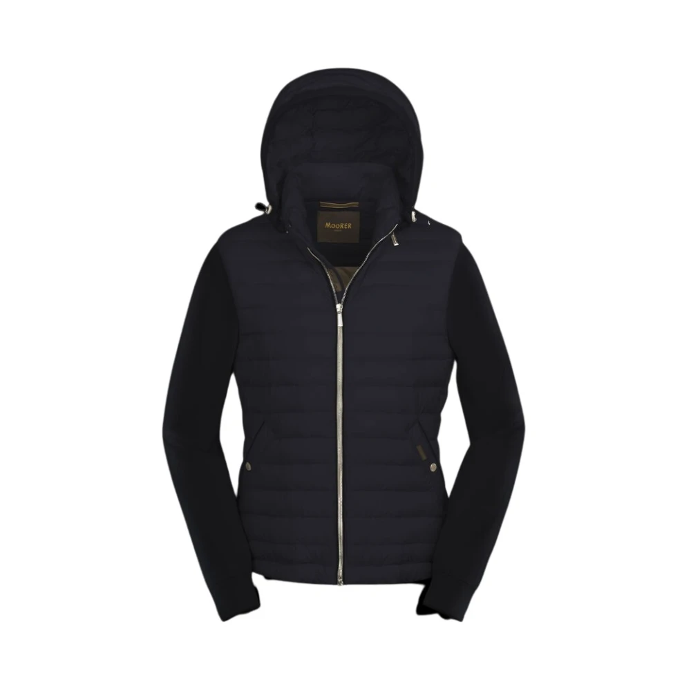 Moorer Men's Blue Winter Jackets, 5XL, Detachable Hood Bomber Jacket Vest