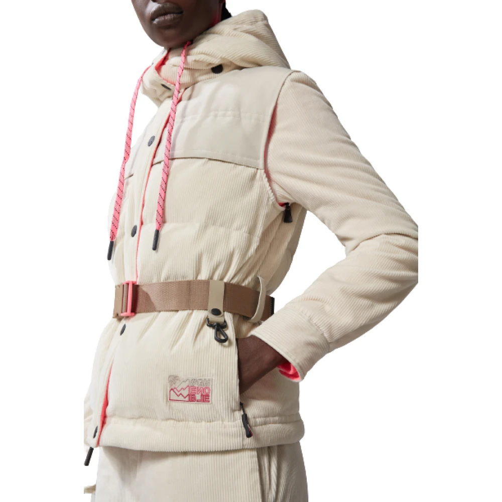 Moncler Korte Gewatteerde Jas met Afneembare Mouwen Beige Dames