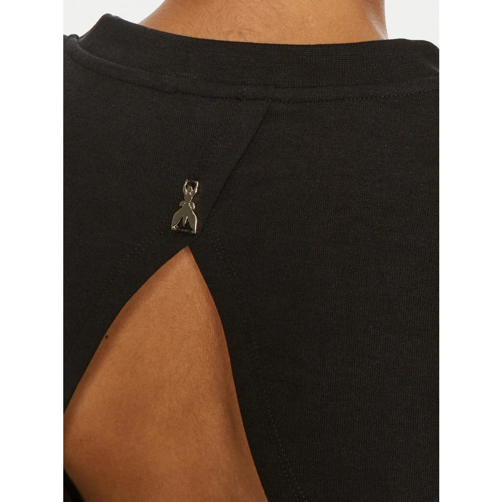 PATRIZIA PEPE Zwarte Trendy Katoenen Sweatshirt met Cut-Out Detail Black Dames