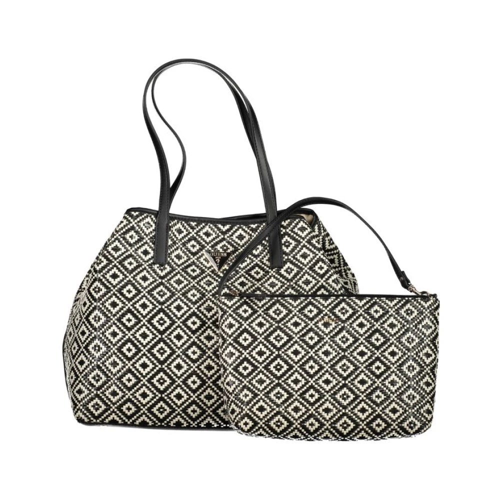 Guess Zwarte Polyethyleen Schoudertas met Omvormbare Binnenzak Black Dames