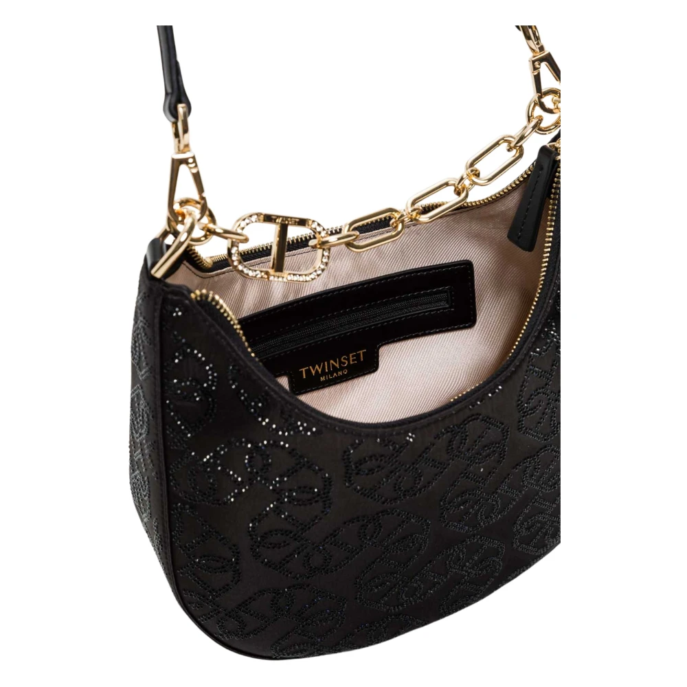 Twinset Zwarte schoudertas met ketting Black Dames