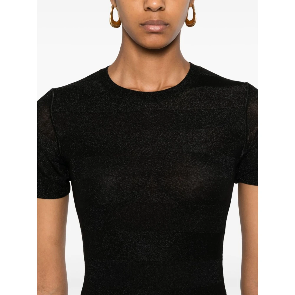 Emporio Armani Zwart Metallic Streep A-Lijn Jurk Black Dames