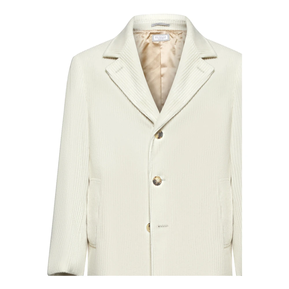 BRUNELLO CUCINELLI Kasjmier Corduroy Enkellange Jas Beige Heren