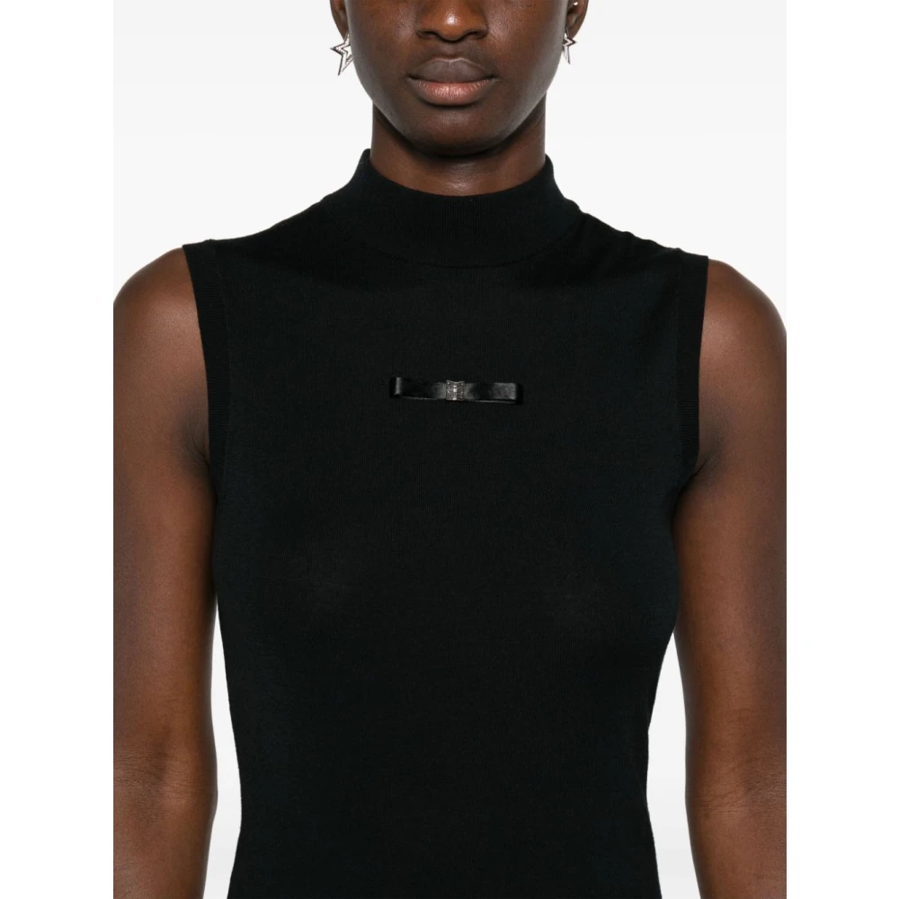 Givenchy Zwarte Metallic Logo Top Black Dames