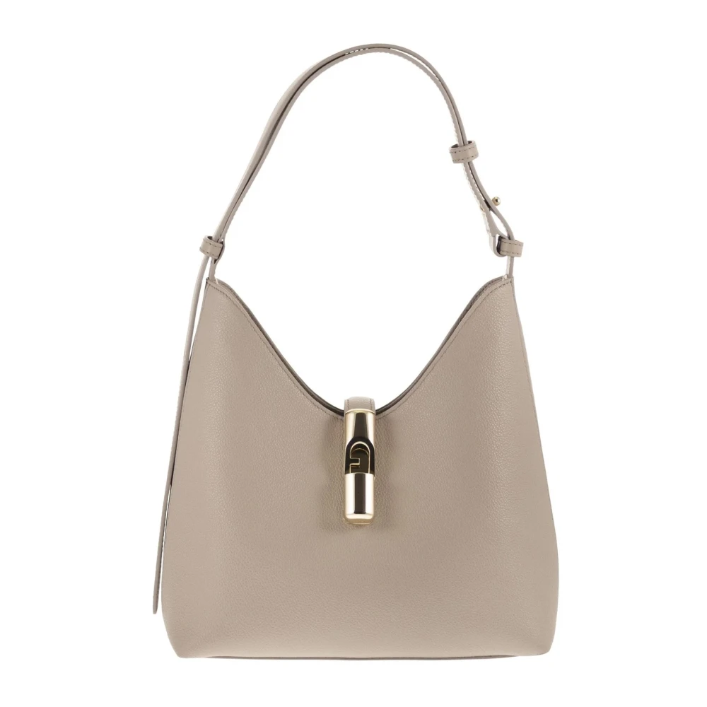 Furla Vrouw Grijs Tassen Dames, One Size, Leer, Goccia S Hobo