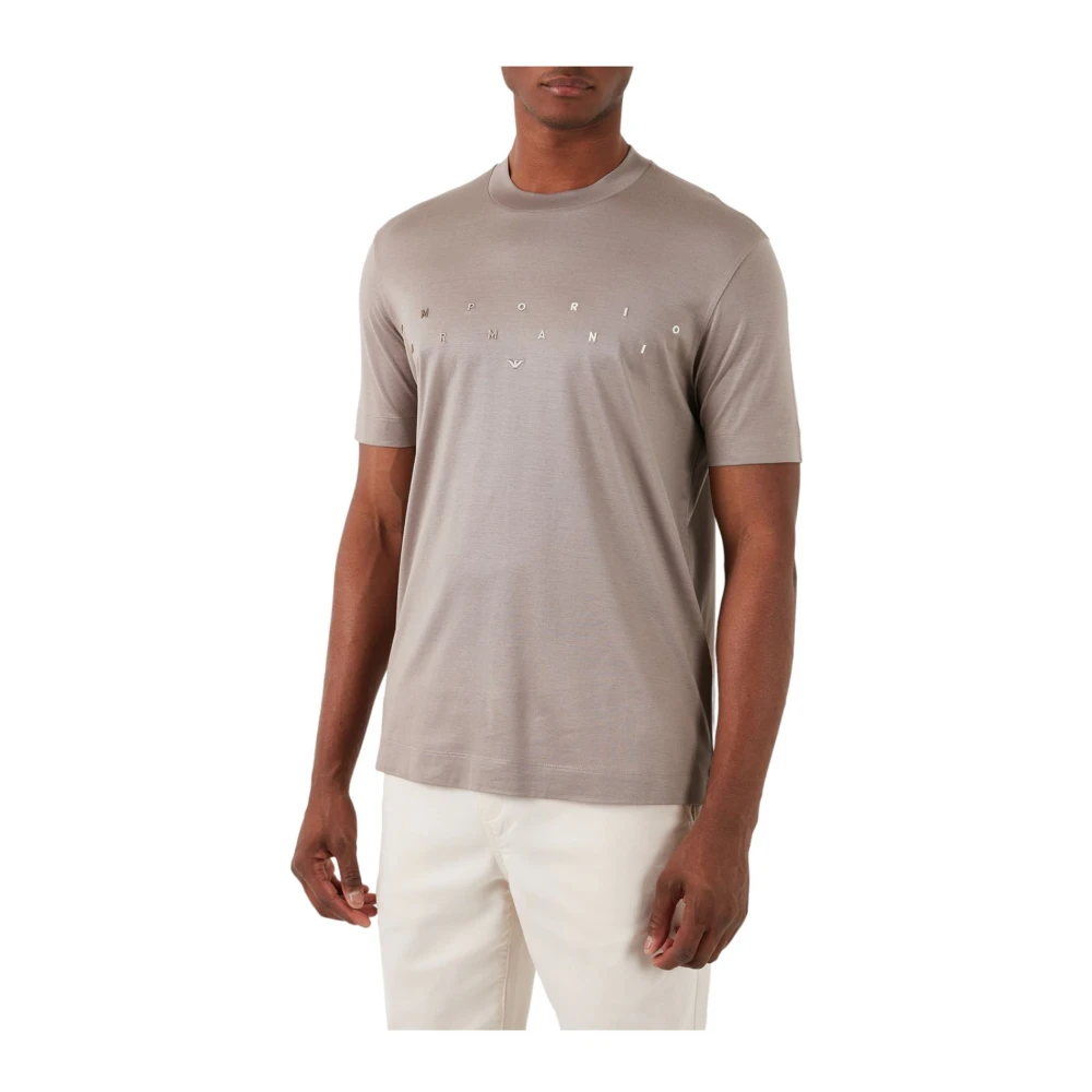 Emporio Armani Korte Mouw T-shirt Beige Heren