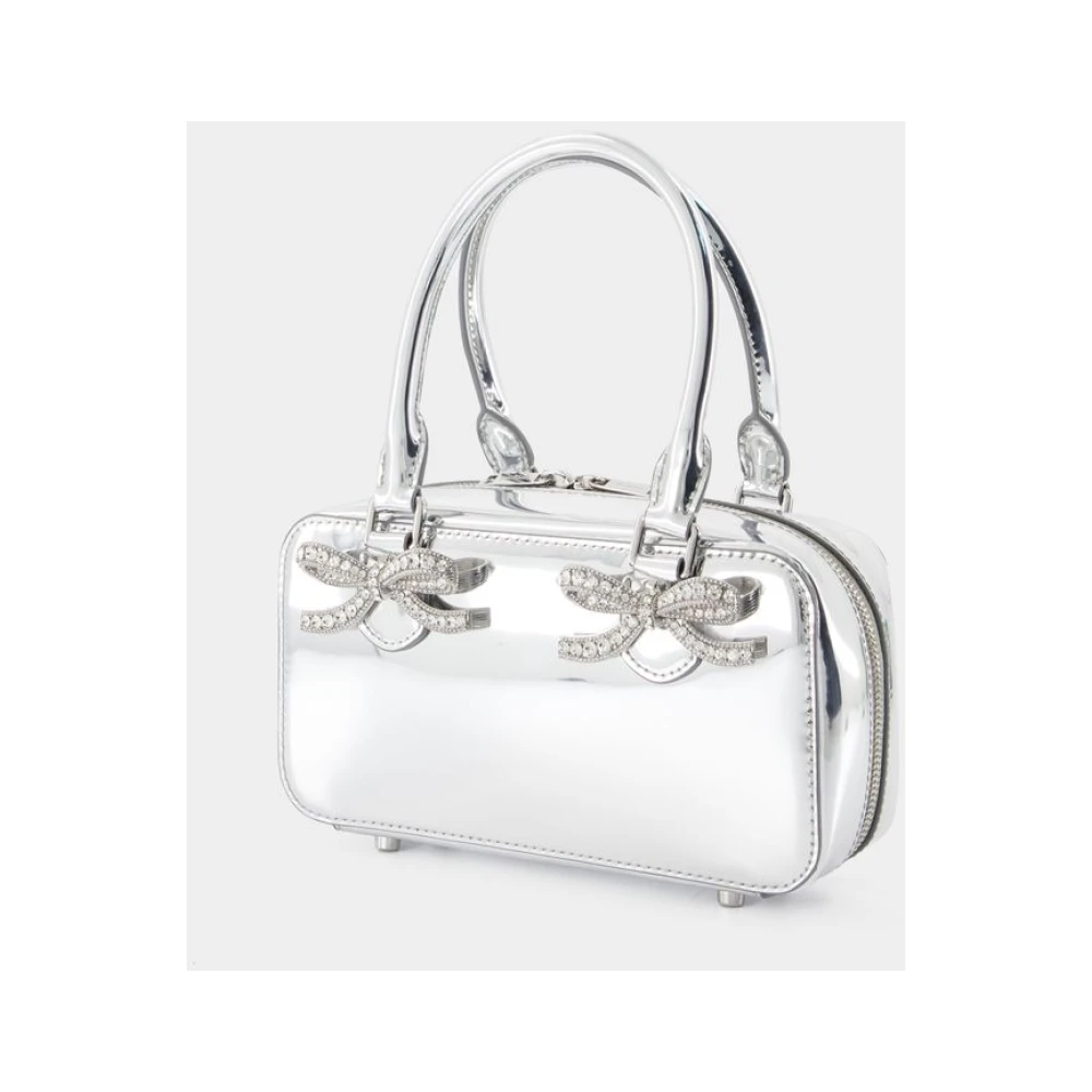 Self Portrait Zilveren Leren Mini Tote Tas Gray Dames