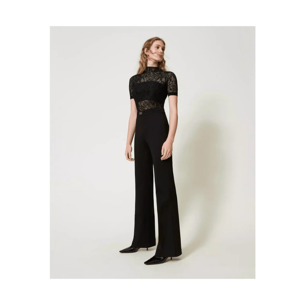 Twinset Recht gesneden Milano Gebreide Broek Black Dames