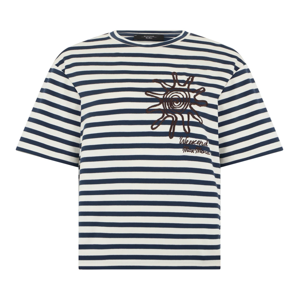 Weekend Max Mara Women's Blue Cotton Striped T-Shirt - T-Shirts - M - Tops