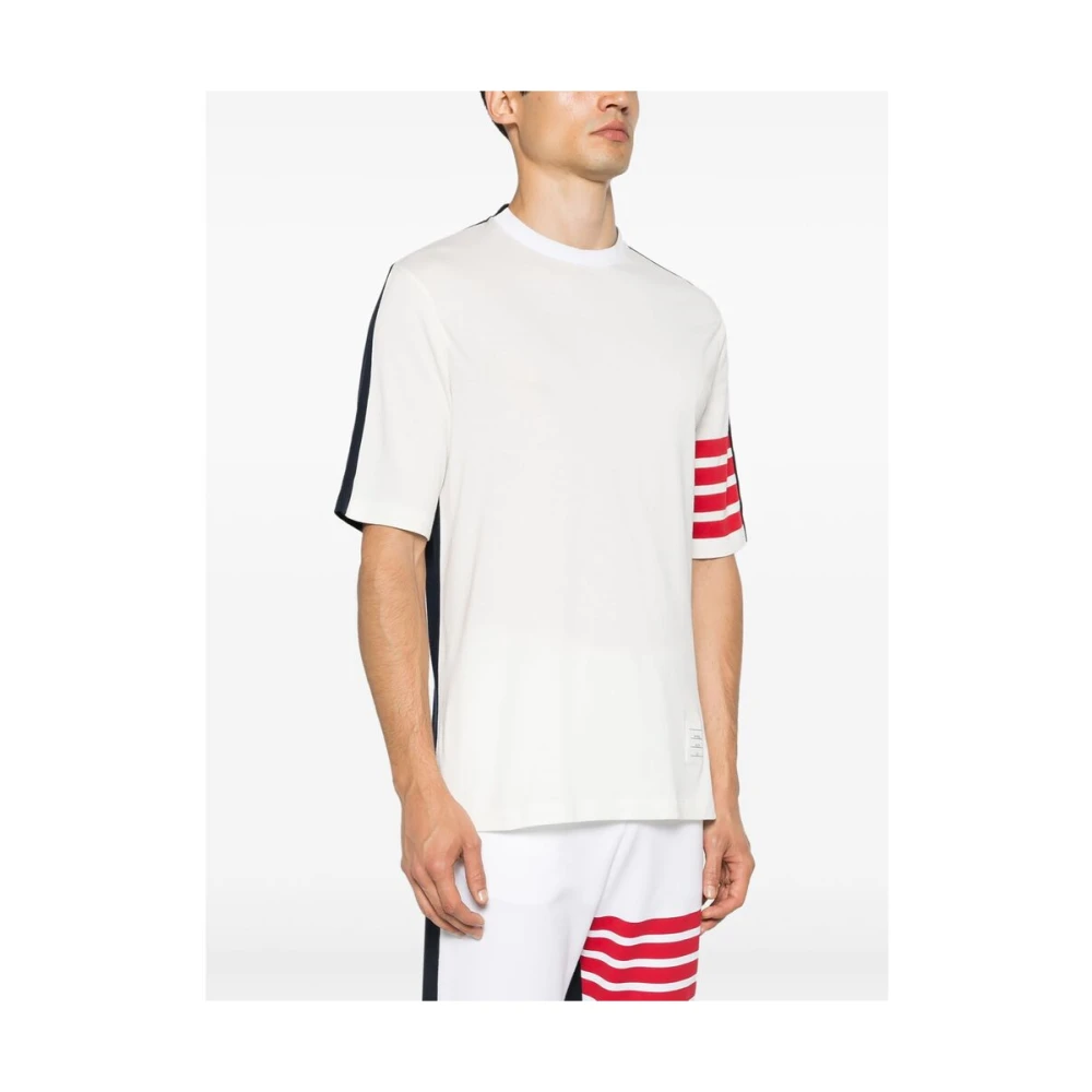 Thom Browne Tweekleurige Streep Crew Neck T-shirt White Heren