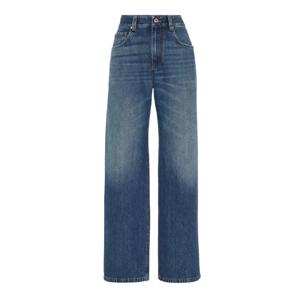 Brunello Cucinelli Women's Blue Stylish Denim Trousers For