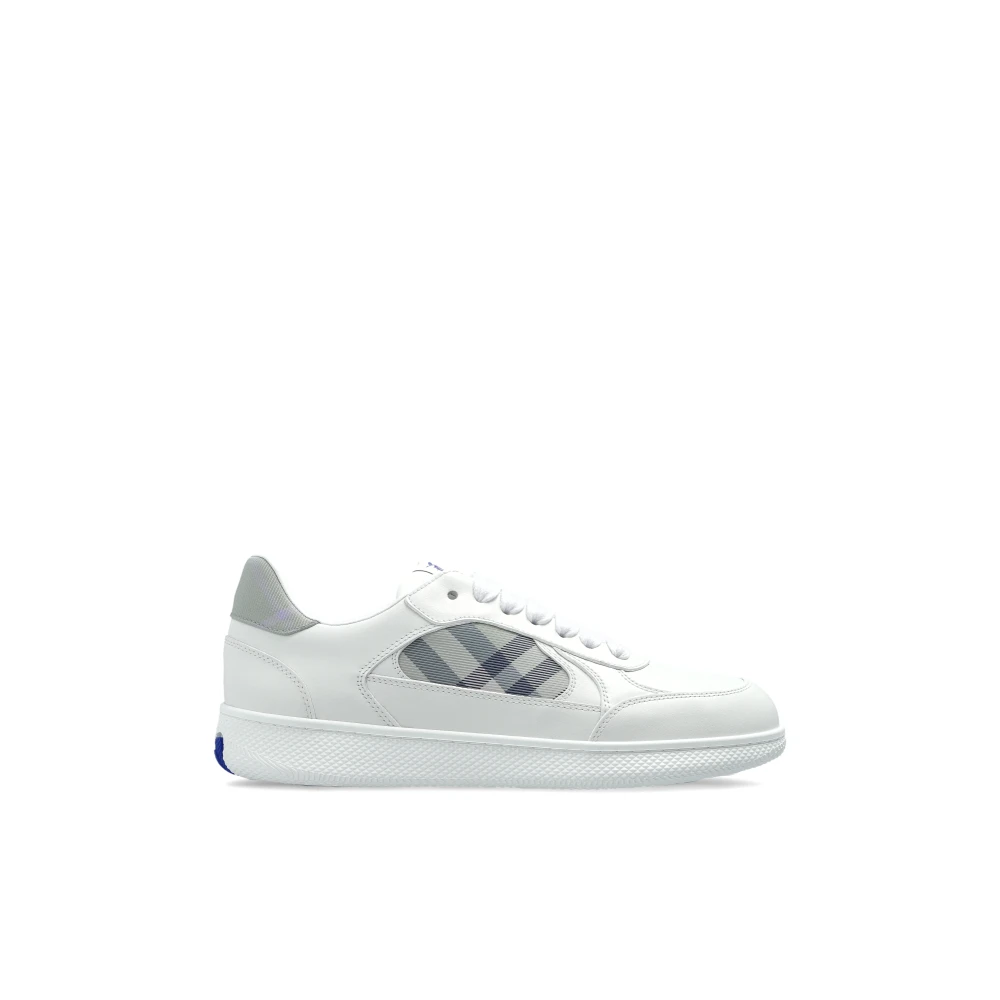 Burberry Leren en geruite Terrace Sneakers Dames Schoenen Wit