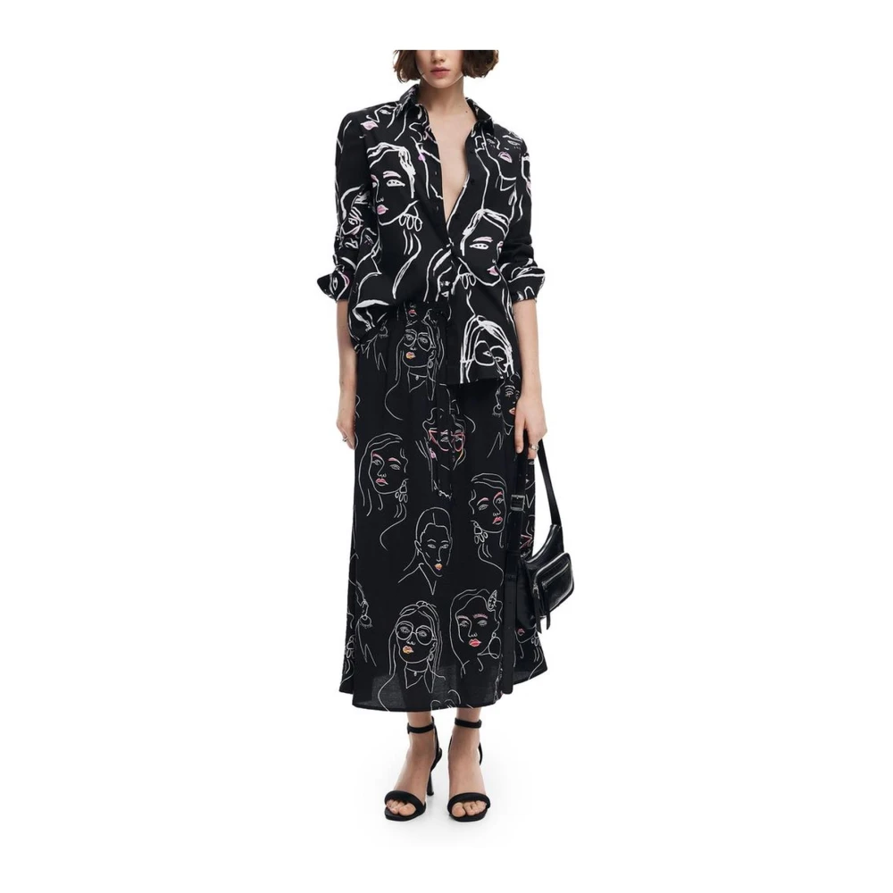 Desigual Gedrukt overhemd met lange mouwen en kraag Black Dames