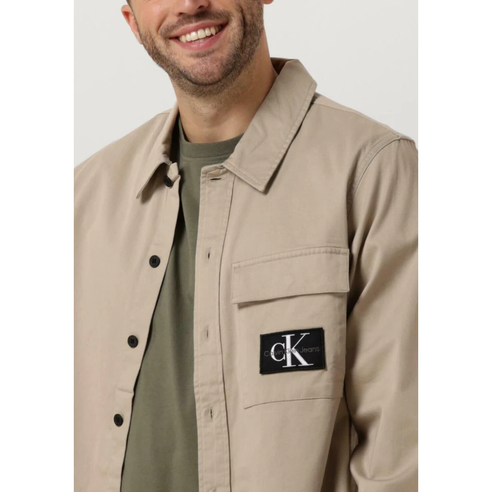 Calvin Klein Utility Shirt Taupe Moderne Man Beige Heren