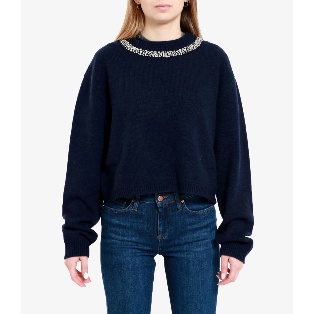 Semicouture Blauwe Wol Kasjmier Trui Blue Dames