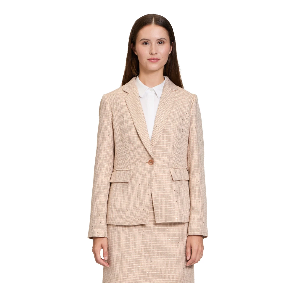 Betty & Co Korte blazer met pied-de-poule patroon Beige Dames