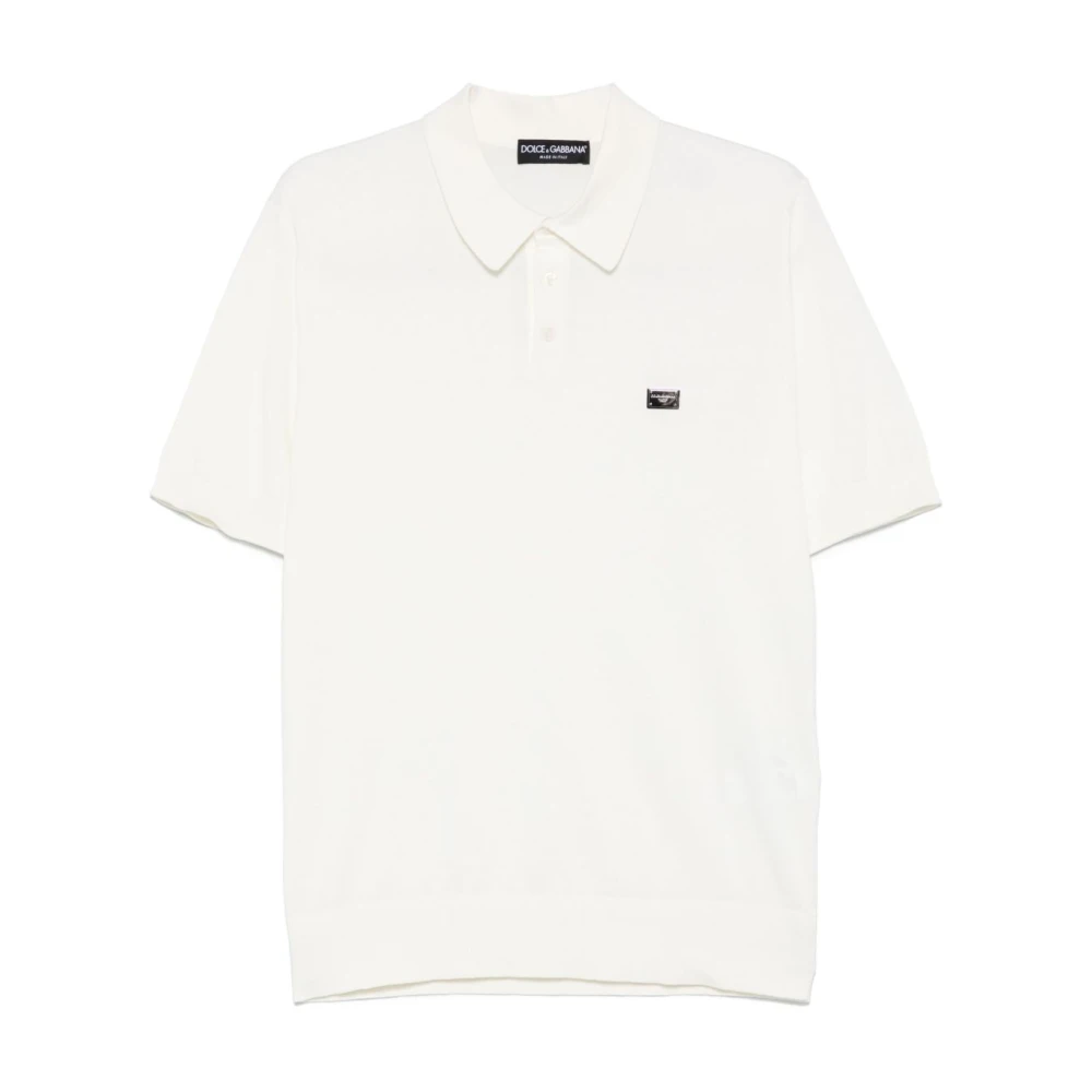 Dolce & Gabbana Witte Polo Shirt met Logo Plaat White Heren