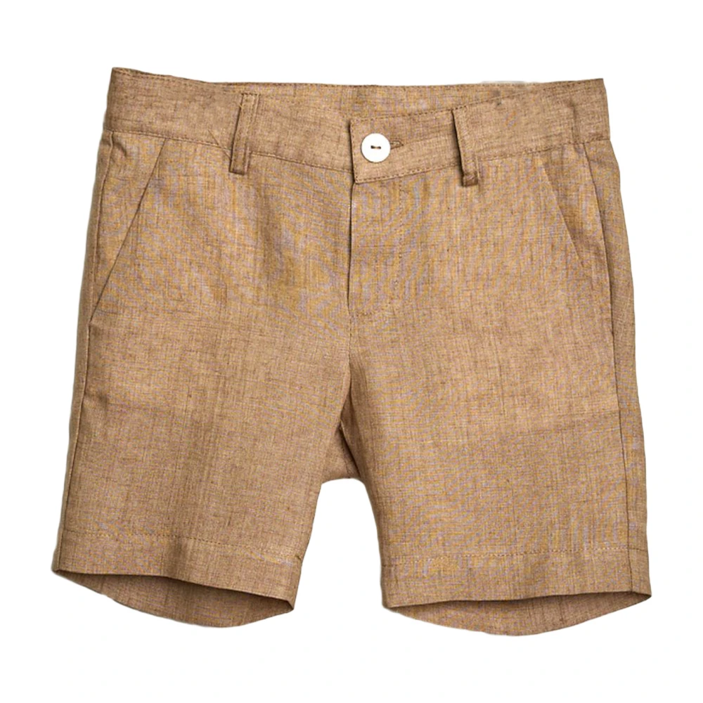 Little Bear Brun Linne Shorts med Fickor Brown, Pojke