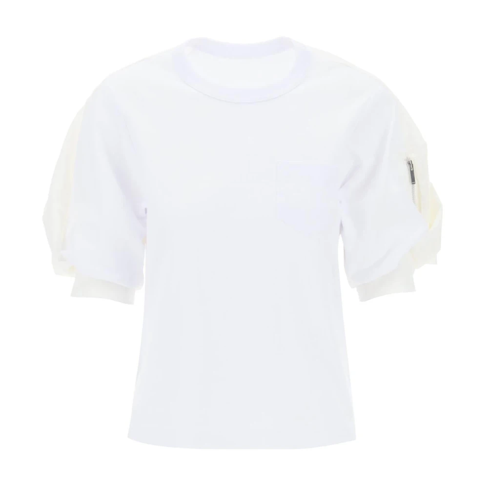 Sacai Nylon Twill Katoenen Shirt White Dames