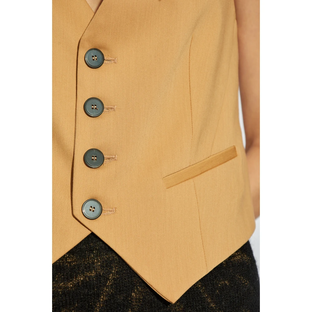 Forte Vest met wollen afwerking Beige Dames