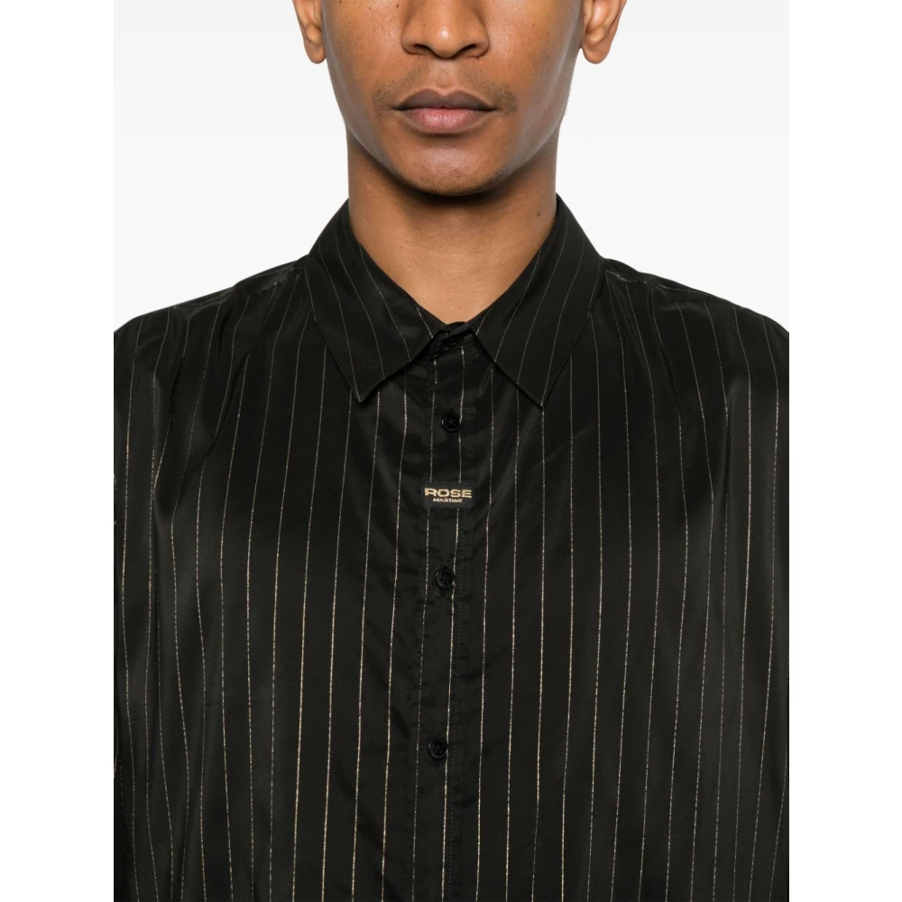 Martine Rose Gestreept Langarmshirt met Gouden Strepen Black Heren