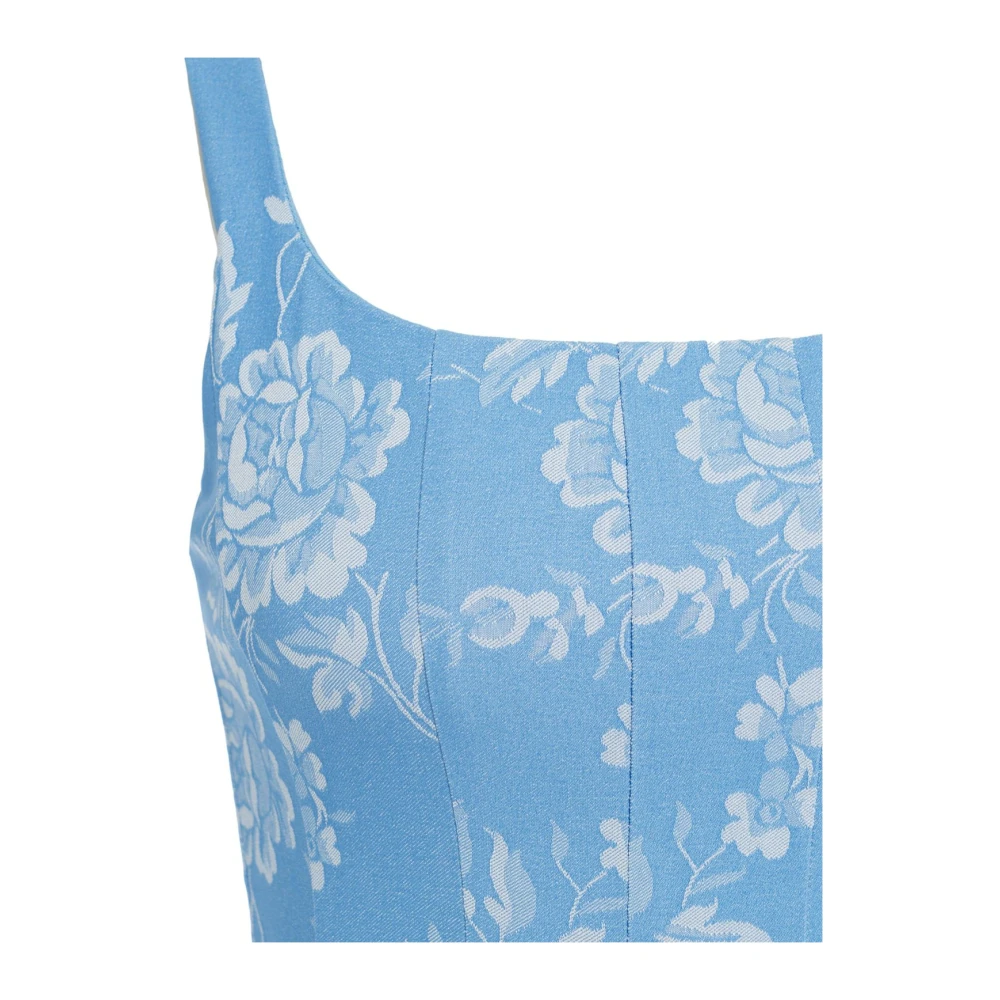 Staud Blauwe Bloemen A-Lijn Jurk Blue Dames