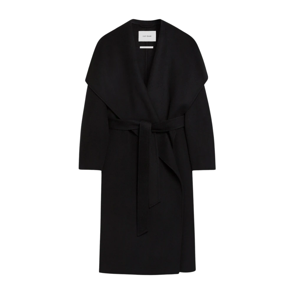 IVY OAK Minimalistische wollen jas met reverskraag Black Dames