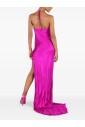 fuchsia-silk-satin-v-neck-dress