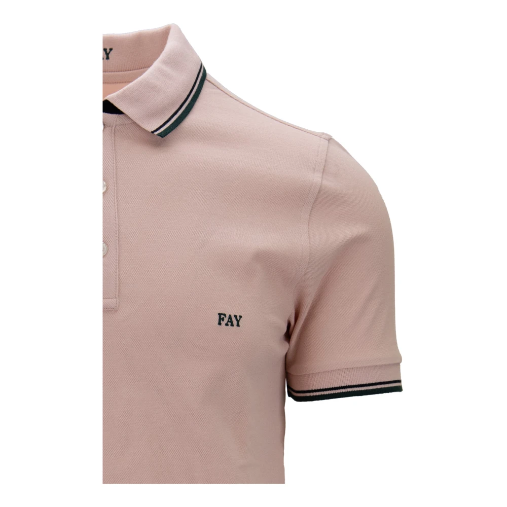 Fay Heren Button Polo Shirt Pink Heren