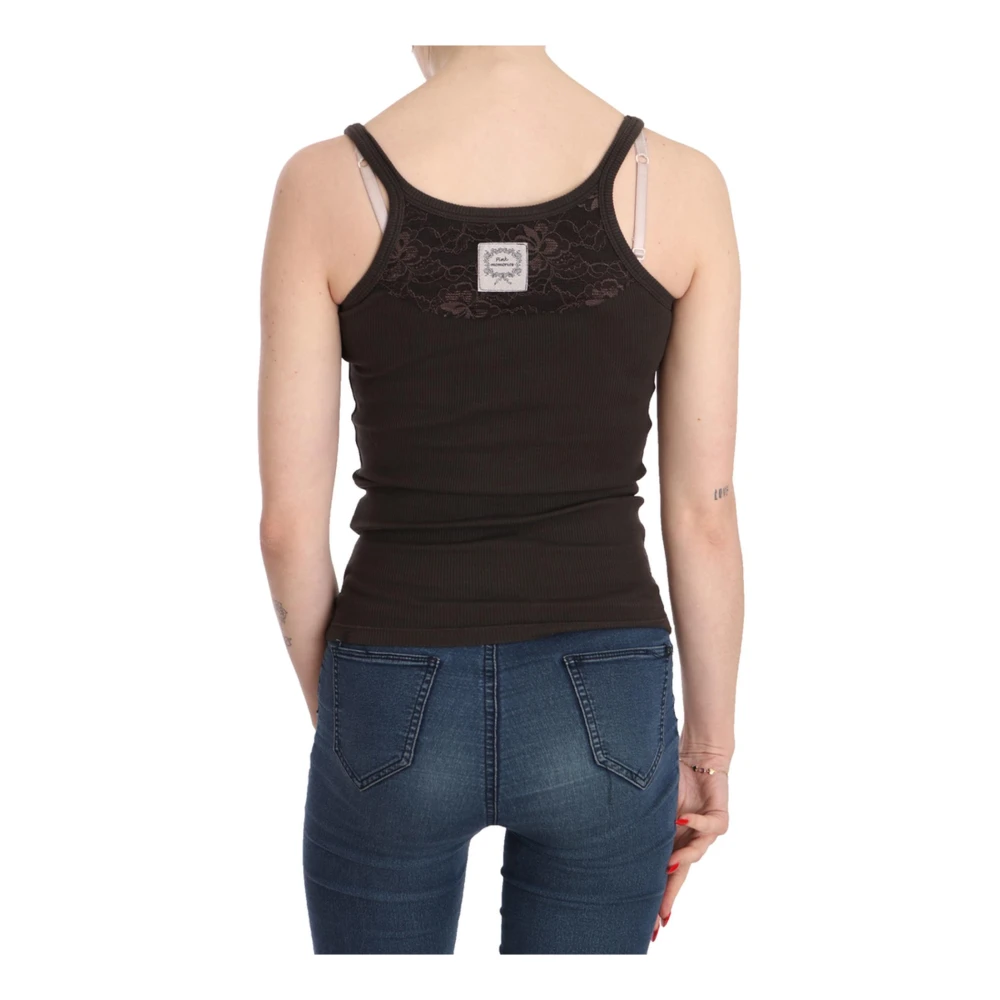 Pink Memories Mouwloze Top Blouse Brown Dames