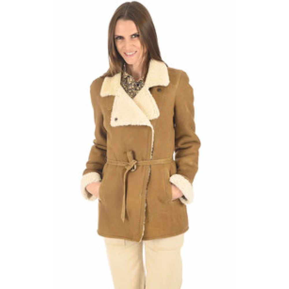 La Canadienne Merinillo Camel Shearling Jas Brown Dames