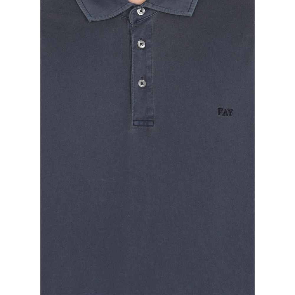Fay Blauw Poloshirt met Knopen Blue Heren
