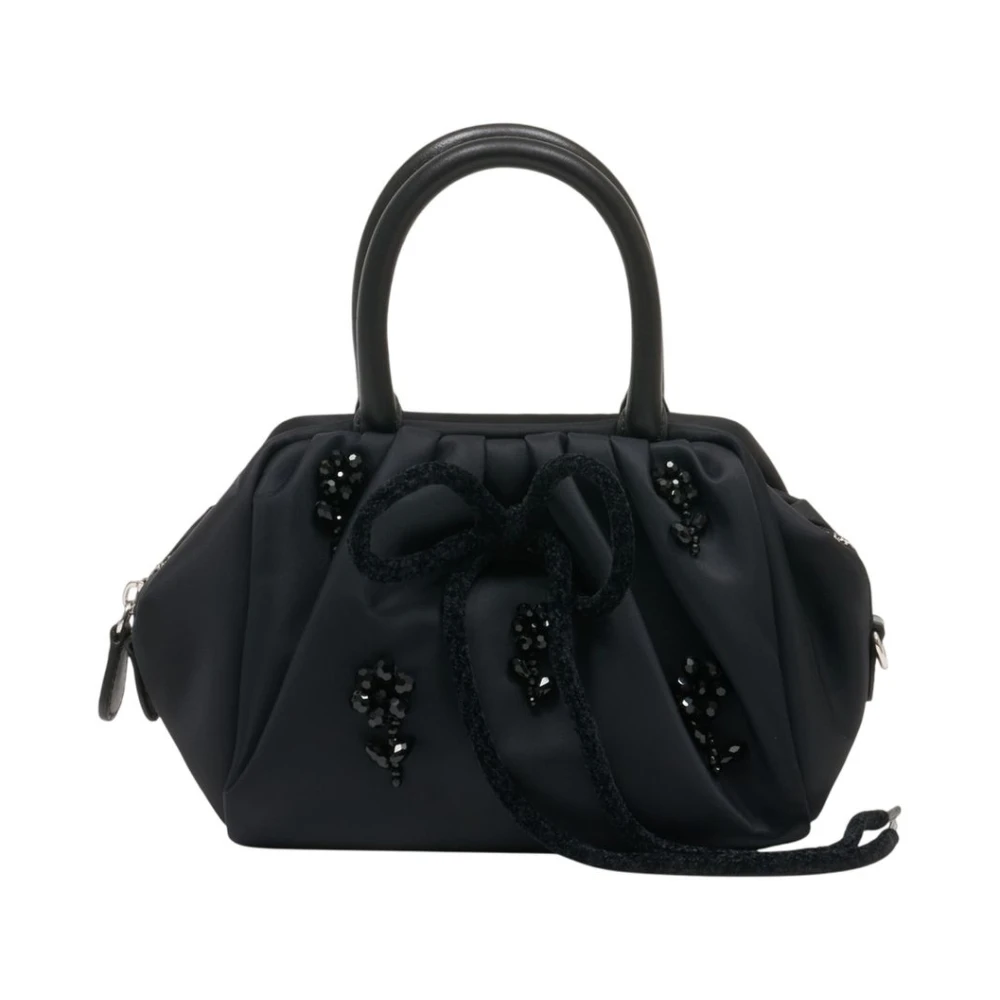 Simone Rocha Black Embellished Mini Gathered Top Handle Bag - Female - Handbags - One Size - Bags