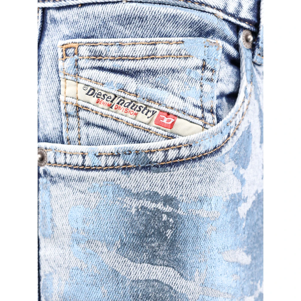 Diesel Gelamineerde Print Denim Rok Blue Dames