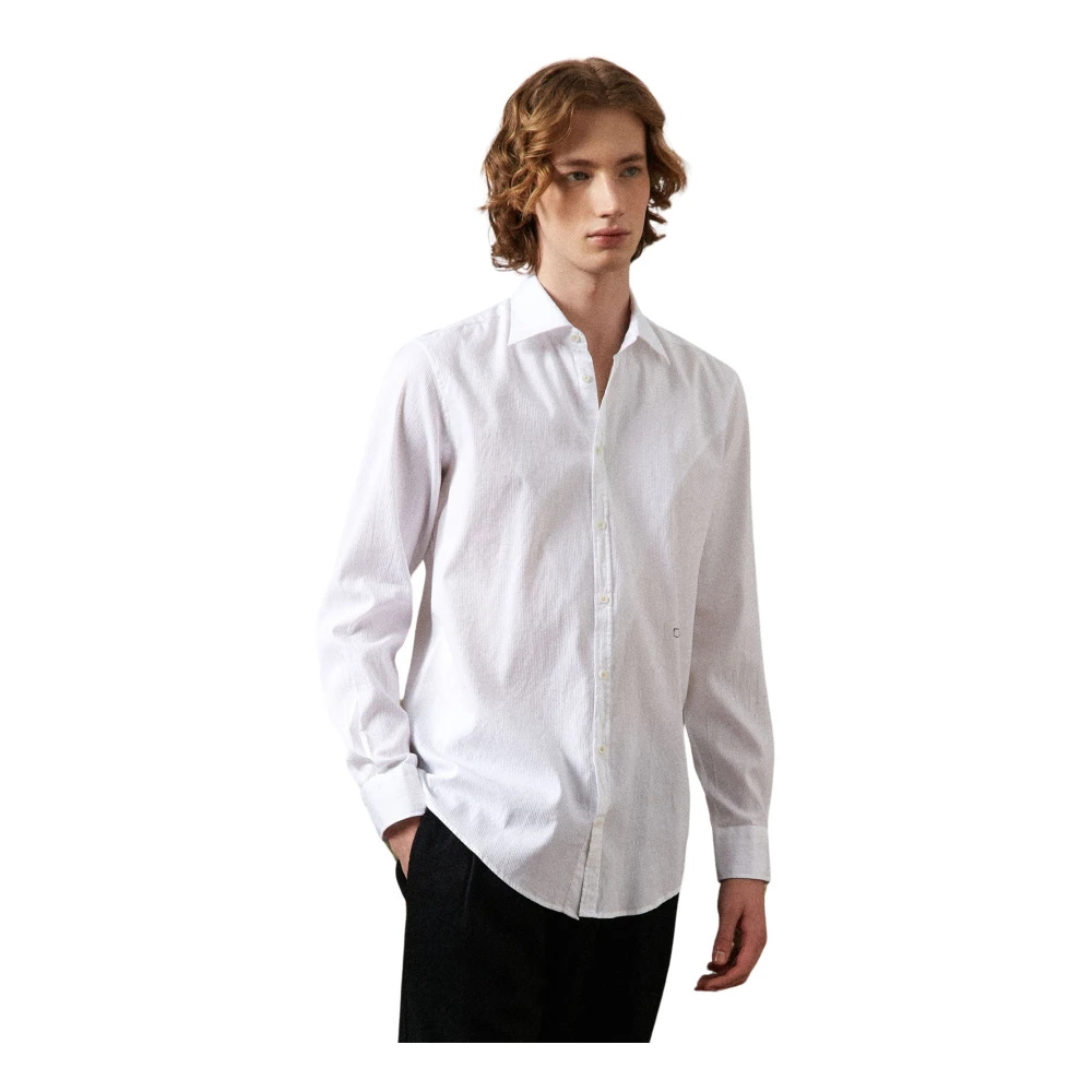 Massimo Alba Genova Gestreept Katoenen Overhemd White Heren